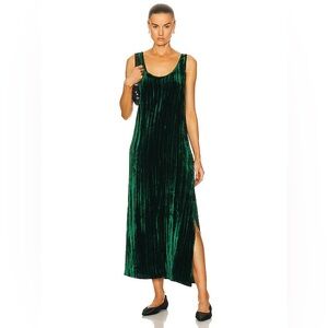 Enza Costa Silk Textured Velvet Tank Dress Size S Malachite Emerald